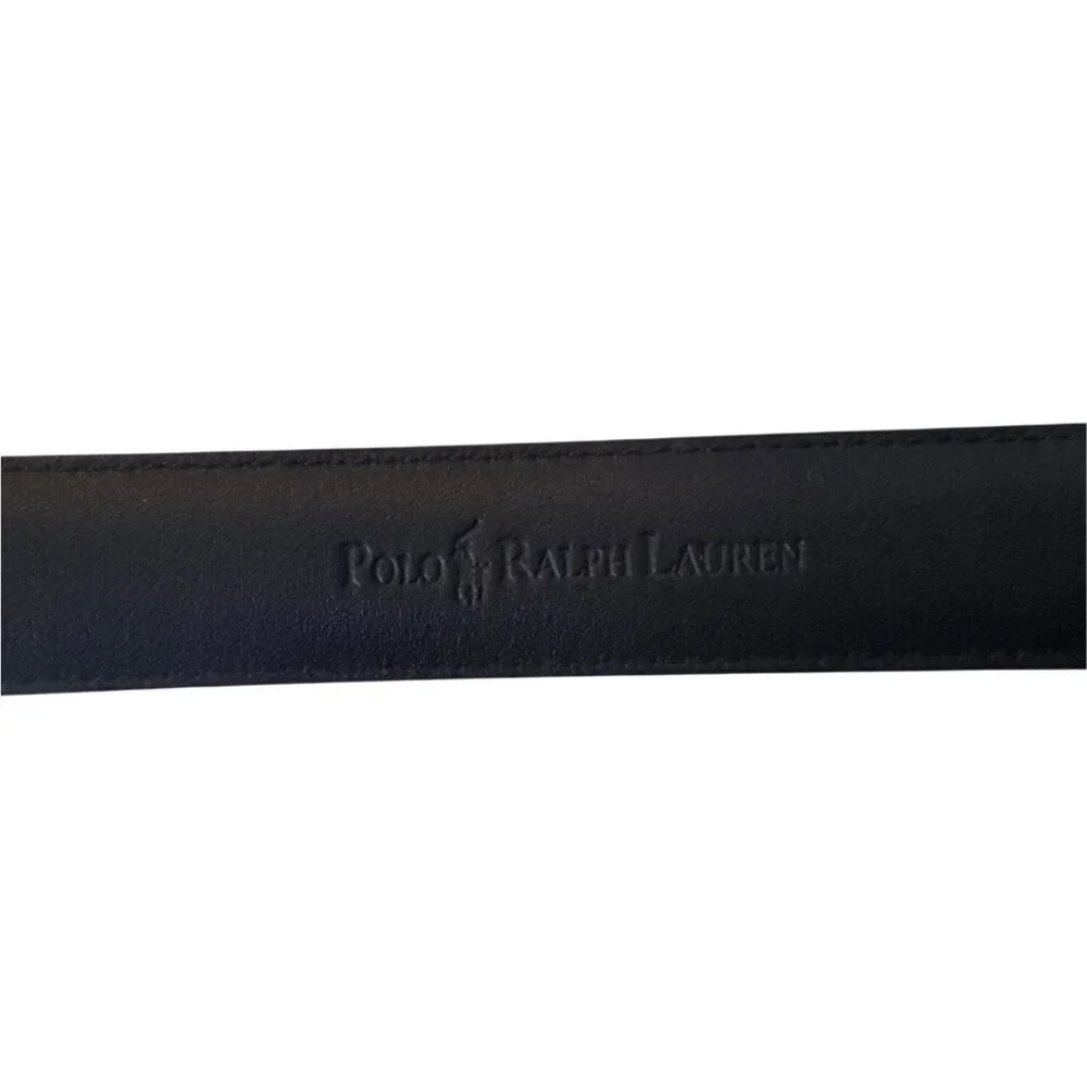 Polo Ralph Lauren Mens Black Leather Belt 42/105 With Silver Buckle